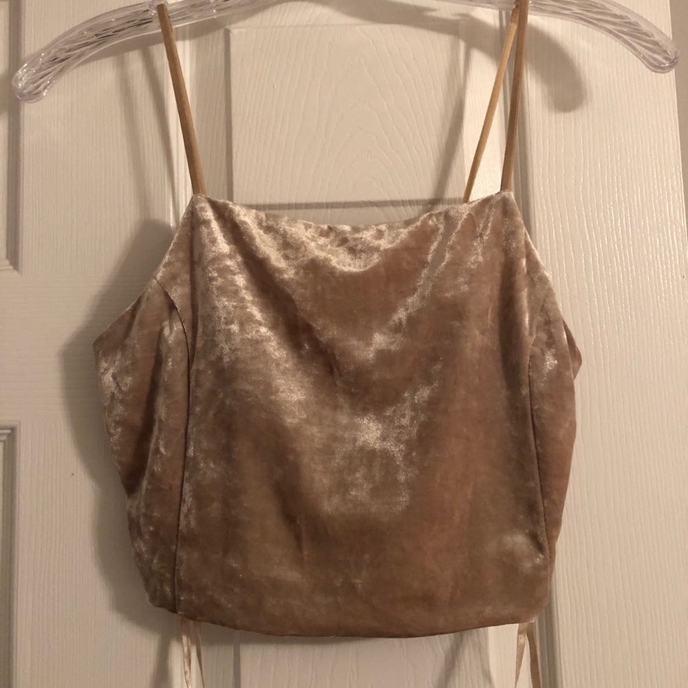 Tan velvet cami cropped tank